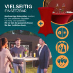 Tavolo alto argento 115x60 cm + copertura rossa &Oslash;60 cm - immagine 4