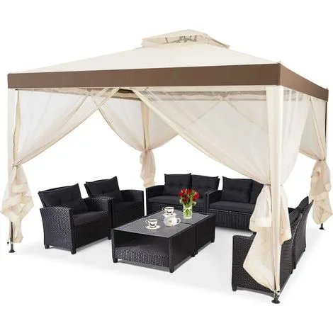 18820aa42594e9042a6c344c55a572d03dd1b8ca.jpg Costway – gazebo 3 x 3 m beige con zanzariera