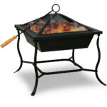 Braciere da giardino nero quadrato parascintille 45x45cm