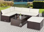 Salotto da giardino16 pz crema- marrone polyrattan - immagine 2
