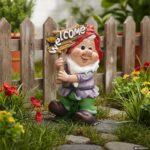 GT - Decorazione da Giardino Gnomo “Welcome” in Poliresina h 31 cm - immagine 2