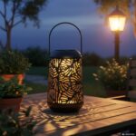 DICTROLUX - Lanterna Solare Led da giardino Decorativa Luce Calda - h18 cm diametro 11 cm - immagine 2