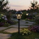 DICTROLUX - Lampada Solare Led da giardino in Plastica Luce Calda - h41 cm diametro 11,5 cm - immagine 2