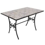 VESTIAMO CASA - Tavolo Rettangolare in metallo nero con top maioliche Blu - h75x120x80 cm