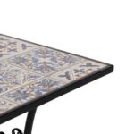 VESTIAMO CASA - Tavolo Rettangolare in metallo nero con top maioliche Blu - h75x120x80 cm - immagine 3