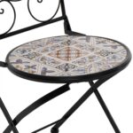VESTIAMO CASA - Sedia Pieghevole in metallo nero con maioliche Blu - h92x38x46 cm - immagine 3