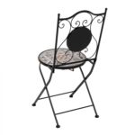 VESTIAMO CASA - Sedia Pieghevole in metallo nero con maioliche Blu - h92x38x46 cm - immagine 2