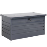 Baule da giardino con serratura grigio metallo
