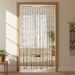 VESTIAMO CASA GIARDINO - Tenda a Perline con Supporto in Alluminio h230x120 cm - Avana/Marrone (96 Fili)