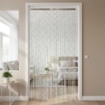 VESTIAMO CASA GIARDINO - Tenda a Perline con Supporto in Alluminio h220x100 cm - Ghiaccio/Bianco (80 Fili)