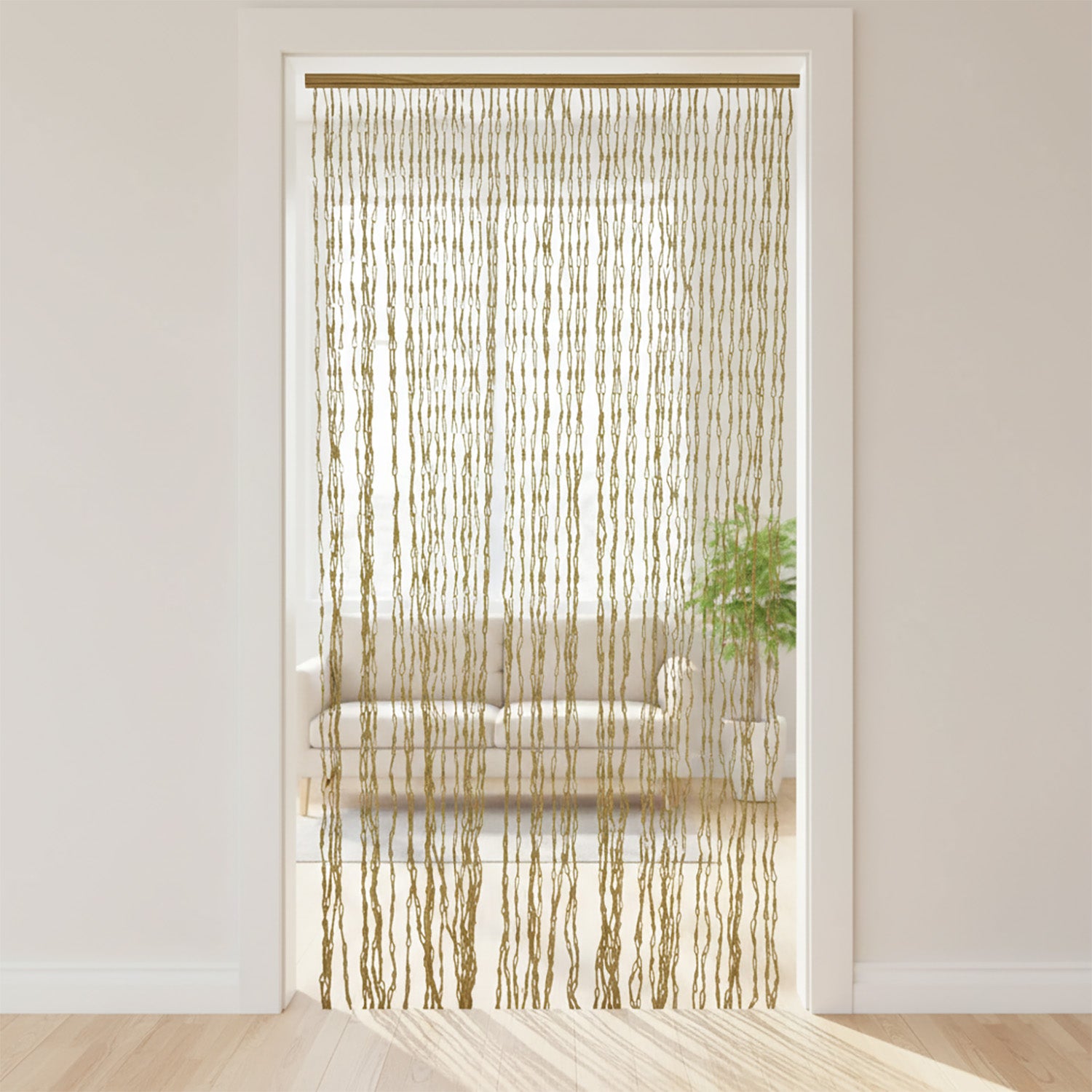 653912-01.jpg VESTIAMO CASA GIARDINO - Tenda a Fili con Supporto in Legno h240x120 cm - immagine 1