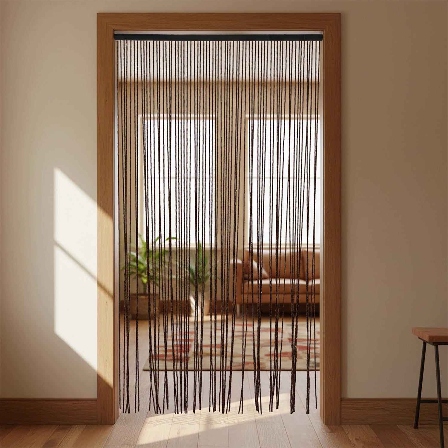 653914-01.jpg VESTIAMO CASA GIARDINO - Tenda a Fili con Supporto in Legno h220x100 cm - immagine 1