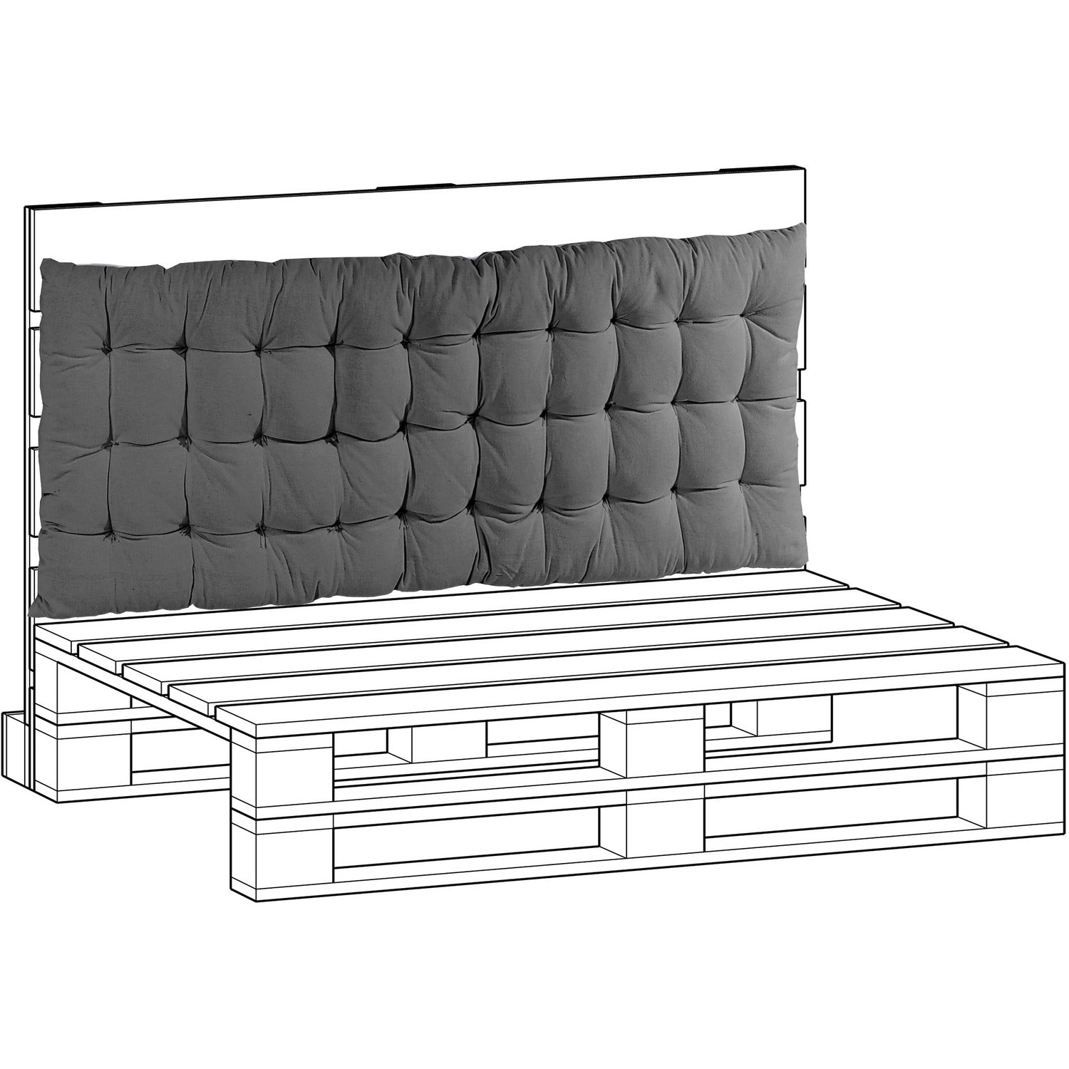 669903.jpg VESTIAMO CASA - Cuscino schienale Pallet Grigio Scuro - 120x40 cm spessore 5 cm - immagine 1