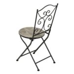 VESTIAMO CASA GIARDINO - Set giardino Bistrot tavolo rotondo 60 cm e 2 sedie in metallo Nero e Top in ceramica Effetto Marmo Grigio - immagine 5
