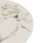 VESTIAMO CASA GIARDINO - Set giardino Bistrot tavolo rotondo 60 cm e 2 sedie in metallo Bianco e Top in ceramica Effetto Marmo Bianco - immagine 3