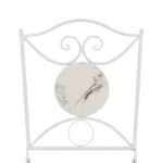 VESTIAMO CASA GIARDINO - Set giardino Bistrot tavolo rotondo 60 cm e 2 sedie in metallo Bianco e Top in ceramica Effetto Marmo Bianco - immagine 7