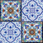 VESTIAMO CASA GIARDINO - Set giardino Bistrot Tavolo rotondo 60 cm e 2 sedie richiudibili in metallo Celeste con Top in Ceramica Effetto Mosaico - immagine 8