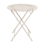 VESTIAMO CASA GIARDINO - Set giardino Bistrot Tavolo rotondo 70 cm e 2 sedie pieghevoli in metallo Bianco Design Liberty - immagine 3