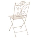 VESTIAMO CASA GIARDINO - Set giardino Bistrot Tavolo rotondo 70 cm e 2 sedie pieghevoli in metallo Bianco Design Liberty - immagine 5