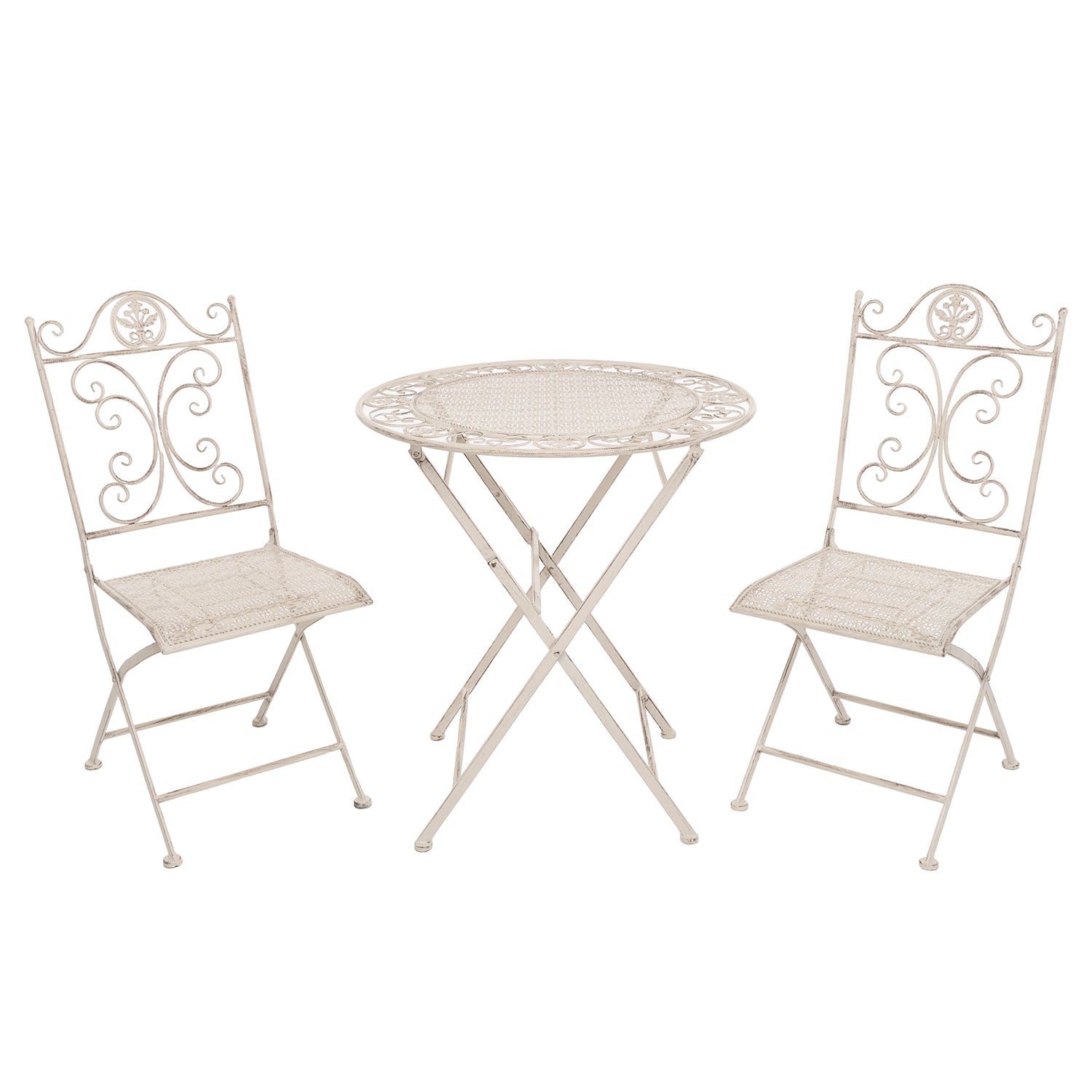 693000_c51c87b0-7b4b-4848-87a3-5064ee032023.jpg VESTIAMO CASA GIARDINO - Set giardino Bistrot Tavolo rotondo 70 cm e 2 sedie pieghevoli in metallo Bianco Design Liberty - immagine 1