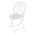 VESTIAMO CASA GIARDINO - Set giardino Bistrot Tavolo rotondo 60 cm e 2 sedie richiudibili in metallo Bianco Design Liberty - immagine 7