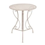 VESTIAMO CASA GIARDINO - Set giardino Bistrot Tavolo rotondo 60 cm e 2 sedie richiudibili in metallo Bianco Decapato - immagine 4