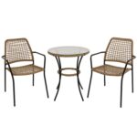 VESTIAMO CASA GIARDINO - Set da giardino Tavolo con 2 Sedie in Metallo e Rattan