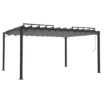 Gazebo con Tetto a Lamelle 3x4 m in Tessuto Antracite/Alluminio &mdash; altra vista