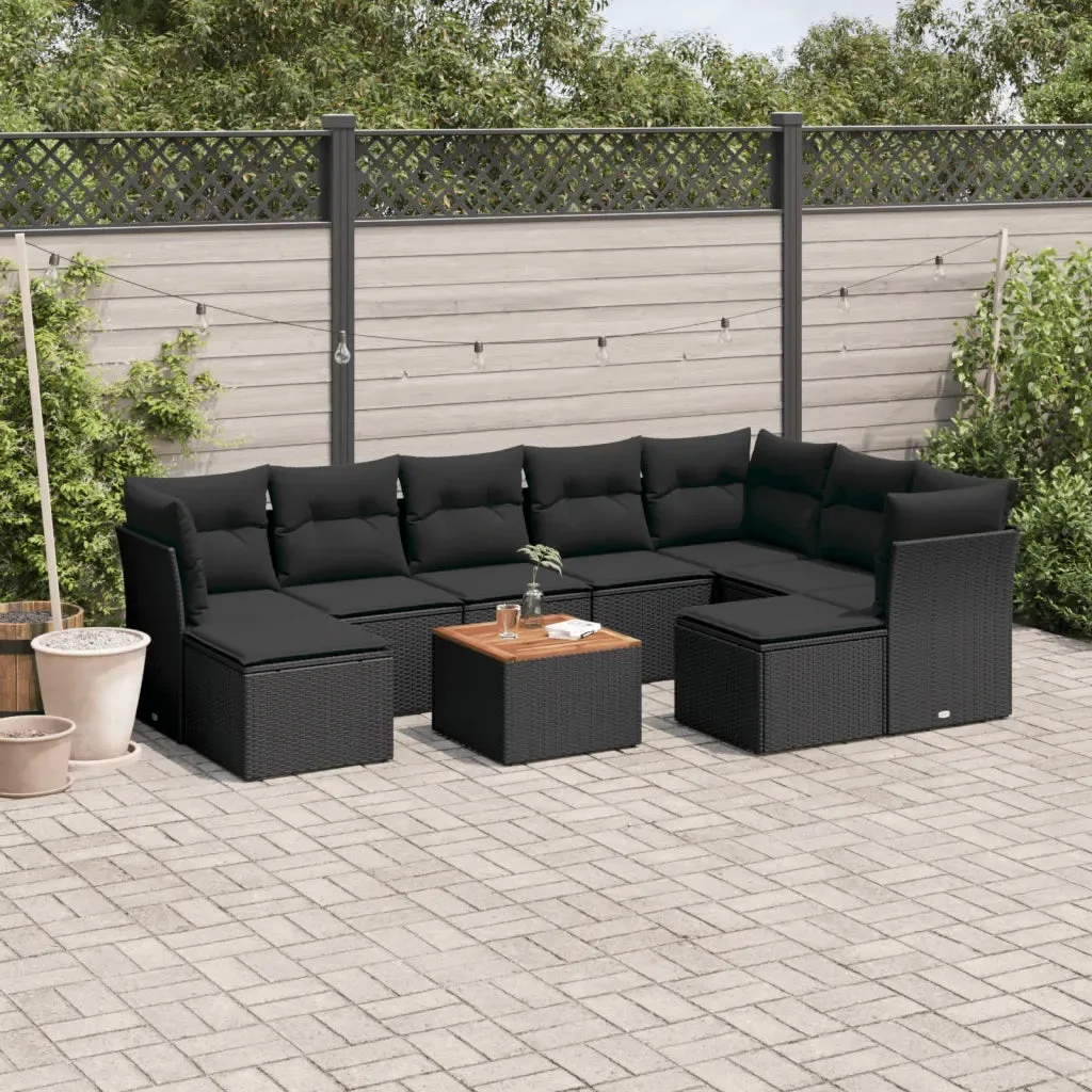 6f8fa1b7352a6ddc4cbbccfb1d0e172730952552.jpg Set Divani da Giardino 10pz con Cuscini in Polyrattan Nero