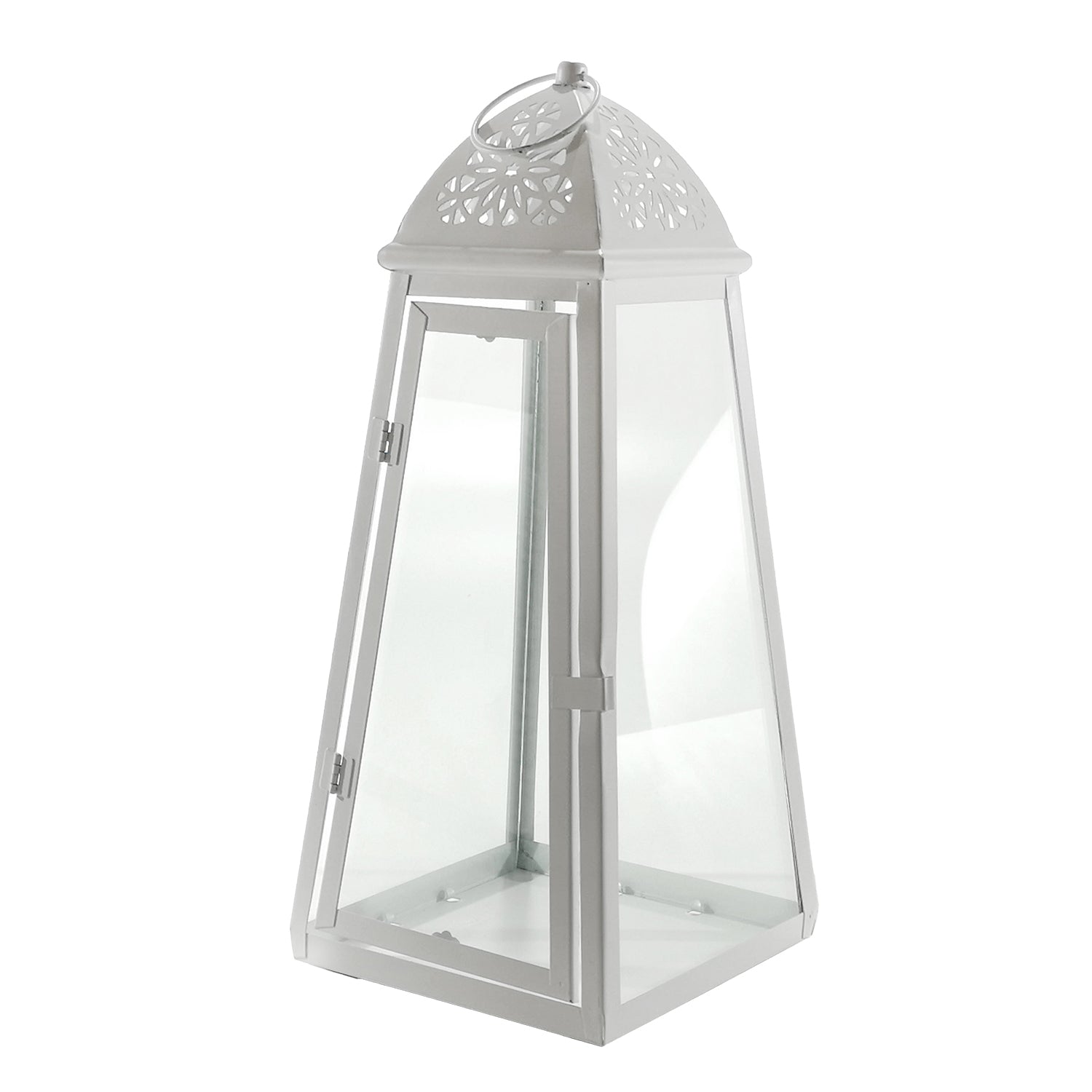 709345-01.jpg VESTIAMO CASA - Lanterna Portacandela in Vetro e Metallo Bianca h41 cm - immagine 1