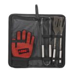 GUSTO CASA - Valigetta Set Barbecue 4 Pezzi in Acciaio Inox con Guanto Termico - immagine 3