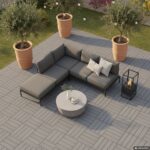 VESTIAMO CASA GIARDINO - Set 6 Mattonelle da Esterno in WPC a Incastro Grigie 29&times;29 cm - immagine 2