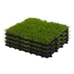 VESTIAMO CASA GIARDINO - Set 4 Mattonelle Prato da Esterno in Polietilene a Incastro 30×30 cm