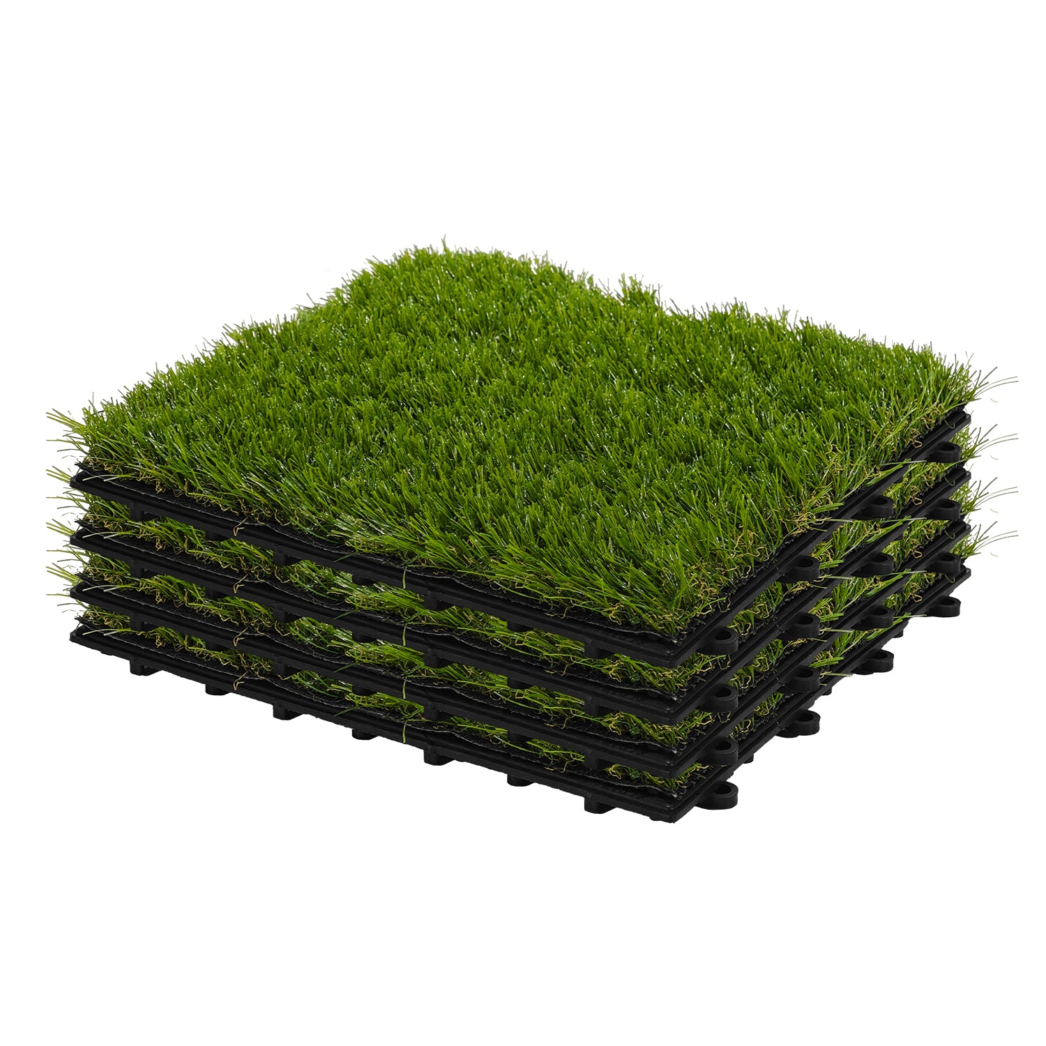747839-01.jpg VESTIAMO CASA GIARDINO - Set 4 Mattonelle Prato da Esterno in Polietilene a Incastro 30×30 cm - immagine 1