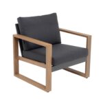 VESTIAMO CASA GIARDINO - Set Salotto da giardino 4 pezzi in Alluminio Effetto legno, Tavolino in vetro e Cuscini Antracite Design Moderno - immagine 5