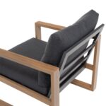 VESTIAMO CASA GIARDINO - Set Salotto da giardino 4 pezzi in Alluminio Effetto legno, Tavolino in vetro e Cuscini Antracite Design Moderno - immagine 6