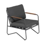 VESTIAMO CASA GIARDINO - Set da giardino 4 pezzi Struttura in Acciaio Antracite, braccioli con finitura effetto legno e Top in Vetro Temperato, cuscini inclusi - immagine 5