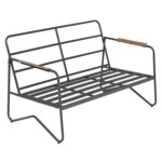 VESTIAMO CASA GIARDINO - Set da giardino 4 pezzi Struttura in Acciaio Antracite, braccioli con finitura effetto legno e Top in Vetro Temperato, cuscini inclusi - immagine 7