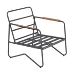 VESTIAMO CASA GIARDINO - Set da giardino 4 pezzi Struttura in Acciaio Antracite, braccioli con finitura effetto legno e Top in Vetro Temperato, cuscini inclusi - immagine 8