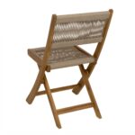 VESTIAMO CASA GIARDINO - Set giardino tavolo pieghevole 60x55 cm e 2 sedie pieghevoli in legno con seduta in corda di poliestere intrecciata - immagine 8
