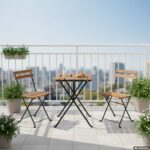 VESTIAMO CASA GIARDINO - Set giardino Bistrot Tavolo e 2 Sedie Richiudibili in Legno di Acacia e Acciaio - immagine 2