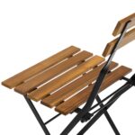 VESTIAMO CASA GIARDINO - Set giardino Bistrot Tavolo e 2 Sedie Richiudibili in Legno di Acacia e Acciaio - immagine 6