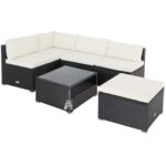 Salotto da giardino 16 pz nero-crema polyrattan