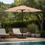VESTIAMO CASA GIARDINO - Ombrellone da giardino in Acciaio Tessuto Camel Idrorepellente - h217 cm diametro 230 cm - immagine 2