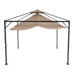 VESTIAMO CASA GIARDINO - Gazebo da giardino Richiudibile in Acciaio Antracite con Telo in Poliestere Écru 3x3 metri - immagine 8