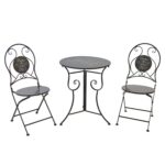 VESTIAMO CASA GIARDINO - Set giardino Bistrot ''Home is my favorite Space'' tavolo rotondo 60 cm e 2 sedie in metallo Grigio