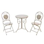 VESTIAMO CASA GIARDINO - Set giardino Bistrot Tavolo con 2 Sedie in metallo Tortora - ''It's so good to be at Home''