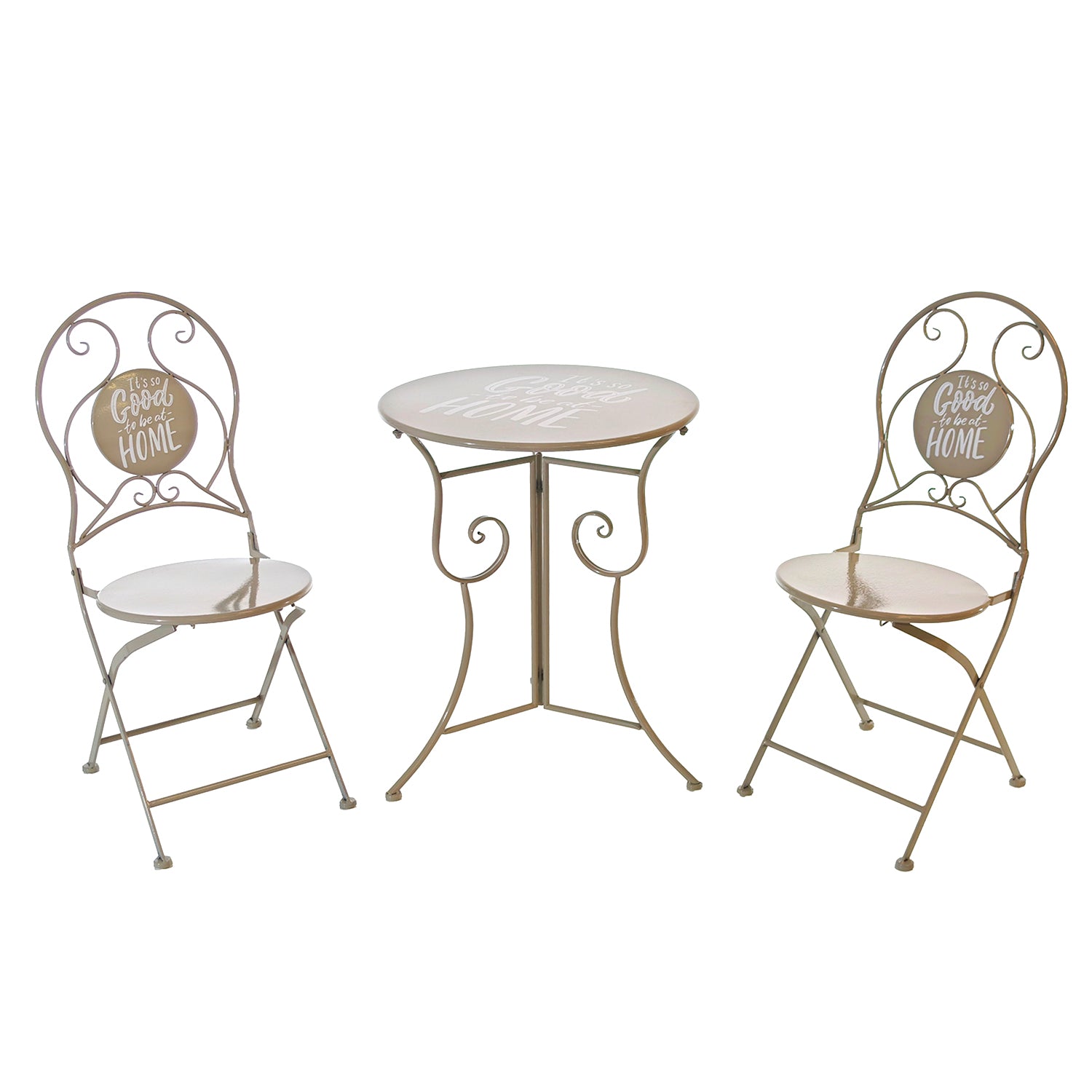 786803.jpg VESTIAMO CASA GIARDINO - Set giardino Bistrot Tavolo con 2 Sedie in metallo Tortora - ''It's so good to be at Home'' - immagine 1