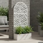 VESTIAMO CASA GIARDINO - Fioriera Rettangolare con Separé Decorativo Bianca - h180x90x33 cm - immagine 2