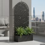 VESTIAMO CASA GIARDINO - Fioriera Rettangolare con Separé Decorativo Nera - h180x90x33 cm - immagine 2